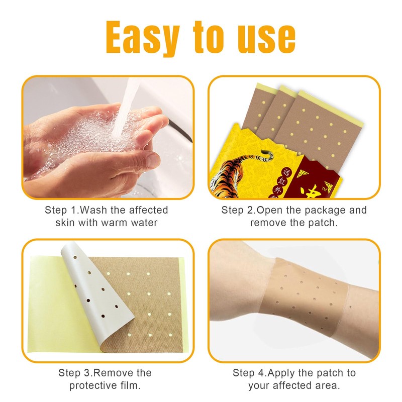 Tiger Heat Patches 32 Pieces, Chinese Red Plaster for Back,