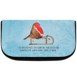 Mr. & Mrs. Panda Cosmetic Bag Robin Sleigh Gift Cosmetic Bag Makeup Bag Toiletry Bag Bird Christmas Decoration Toiletry Bag, blue, Hand Drawn