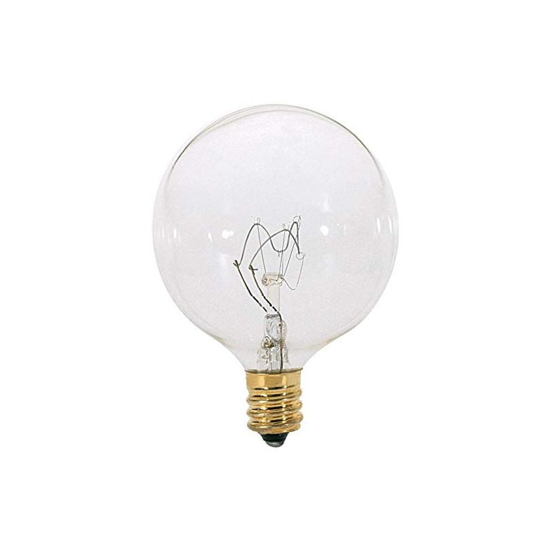 Satco A3922 130V Candelabra Base 25-Watt G16.5 Light Bulb, Clear