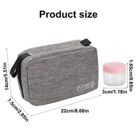 Kulturbeutel, Kulturbeutel, Herren, Reisen, Kulturbeutel, Damen, wasserdicht, wiederverwendbar, mit Haken, 4 Flaschen, Spender, Reißverschluss, grau, Einheitsgröße