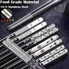 Stainless Steel Chopsticks 5 Pairs Metal Chopsticks Reusable Dishwasher Safe