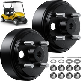 IOOBLBEI Golf Cart Brake Drum Hub Assembly, Fits EZGO TXT 1982-UP Electric and 2-Cycle 1982-1993 Gas Golf Carts, EZGO Rear Brake Drums Replace OEM# 19186G1P, 2PCS
