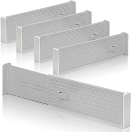 Lighterday 4-Pack Adjustable Drawer Dividers,Expandable Plastic Kitchen Clothes Drawer Organisers,Drawer Organiser Divider for Kitchen Bedroom Office Desk Drawer