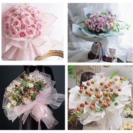 Leoyoubei 21 Sheets 7 Colors Flower Wrapping Paper,Florist Bouquet Supplies,DIY Crafts,Gift Packaging or Gift Box Packaging, Wraps Waterproof Floral Wrapping Paper 23 Inch (Gold Edge-Multicolor)