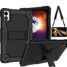 Doemoil Case for Vortex BTAB10/Vortex CMG10110.1 inch Tablet Hybrid Shockproof Firendly Case Built in Kickstand Shoulder Strap for Vortex BTAB 10/Vortex CMG101 10.1 inch Tablet (Black/Black)