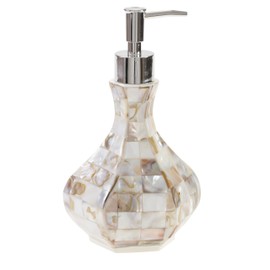 Milano Hand Soap Dispenser for Bathroom, Decorative Countertop Lotion Dispenser Finished in Beautiful Mother of Pearl, with Durable Pump for Elegant Bathroom Decor
