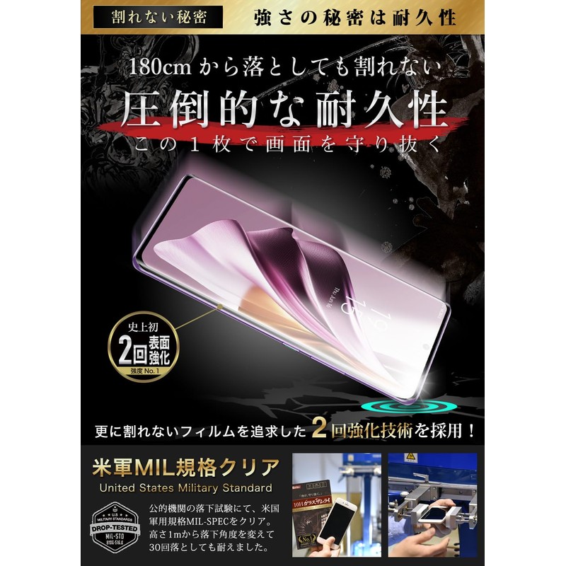 OVER's ガラスザムライ OPPO Reno10 Pro 5G 用 ガラスフィルム 全面保護 黒縁