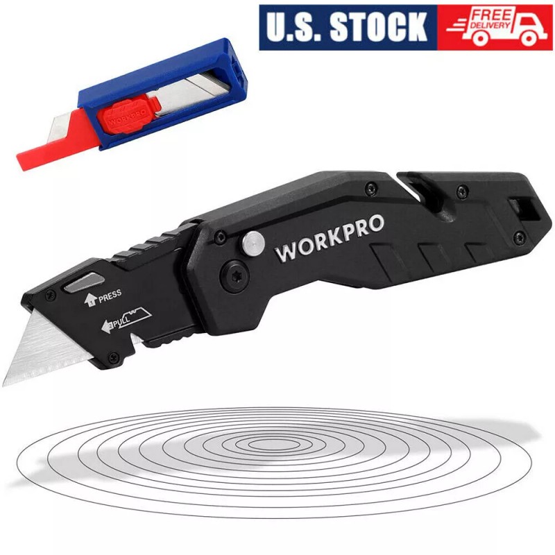 WORKPRO Heavy Duty Folding Utility Knife Pocket Box Cutter Quick