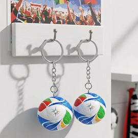 Ball Keychain Set 1.5-Inch - Miniature 3D Football Backpack Charm, Sports Fan Key Ring Accessories Pack, Team Souvenir Gifts for Men Boys