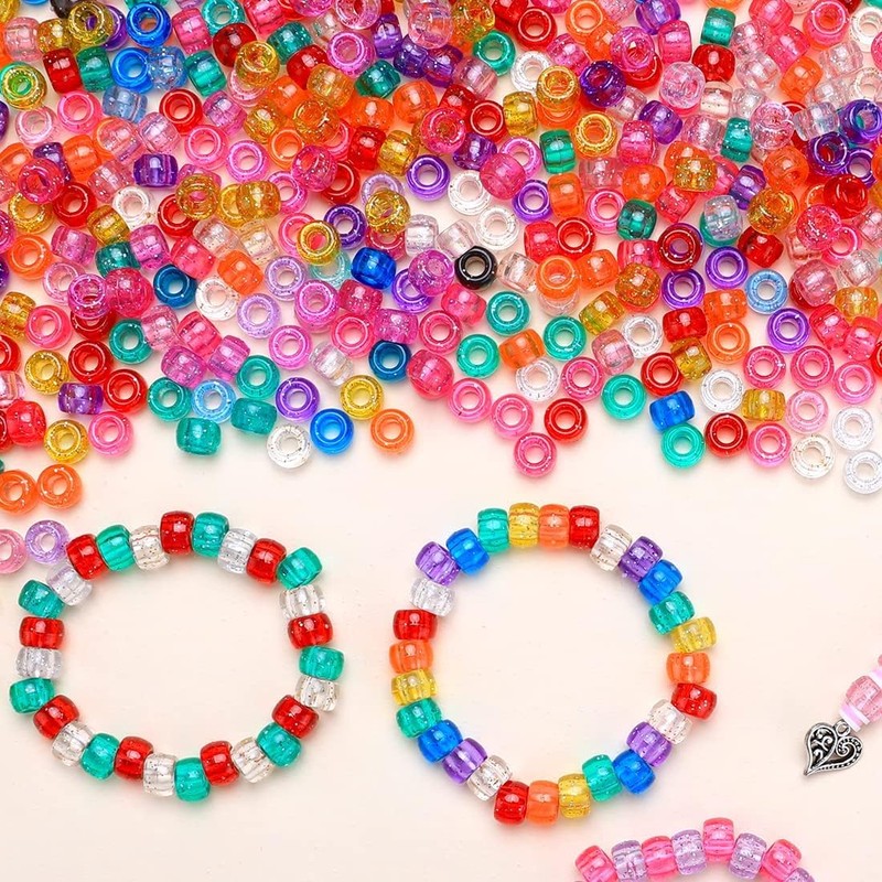 Pack of 300 Beads for Bracelets, Beads for Threading, Pony