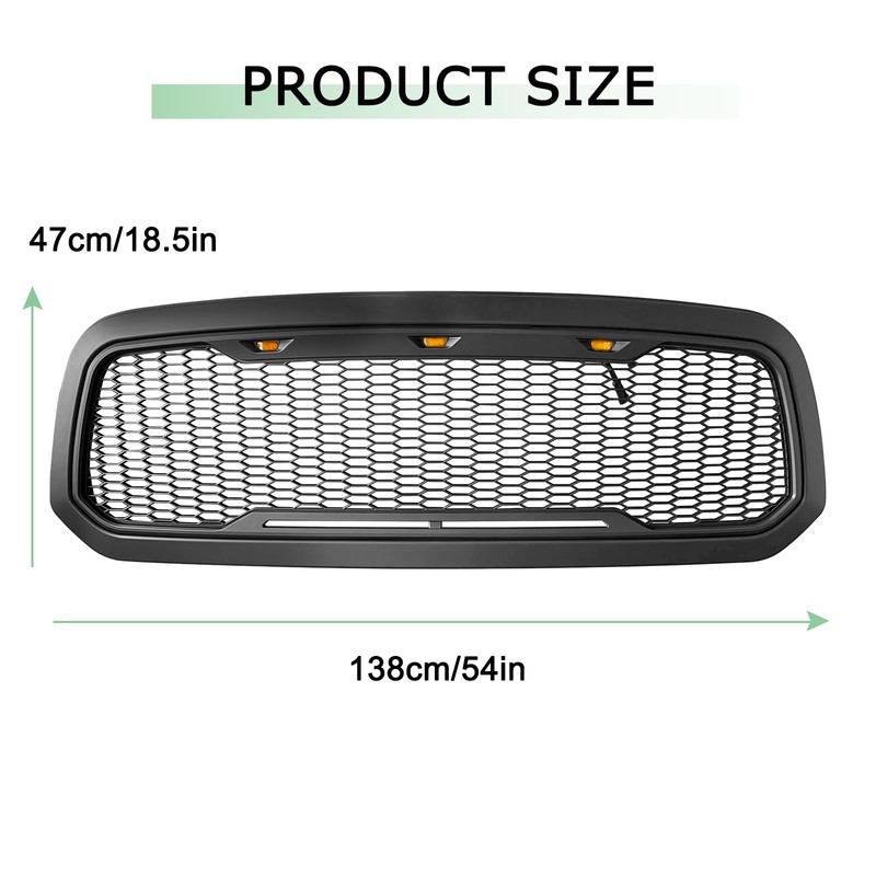 MATMACRO Grille Front Bumper Honeycomb Grill For 2013-2018 Dodge Ram