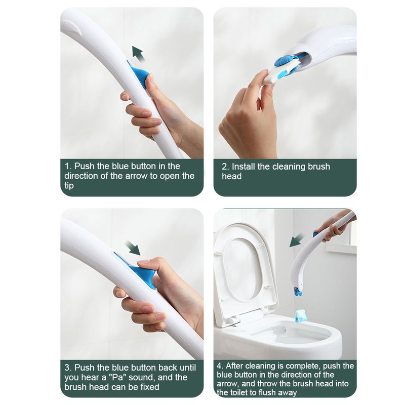 Disposable Toilet Cleaning System Disposable Toilet Brush Kit with 12pcs