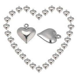SUNNYCLUE 1 Box 100 Pieces Silver Heart Charms Stainless Steel Heart Shaped Love Pendants Bulk 3D Metal Beads for Jewellery Making Charms DIY Bracelets Necklaces Craft Supplies