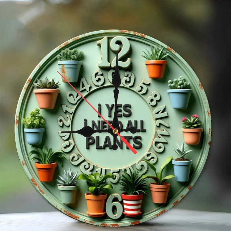25x25cm Wooden Wall Clock with a Sliding Barn Door Style