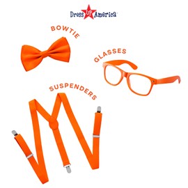 Dress Up America Neon Suspender, Bow-tie, Sunglasses, Accessory Set - Adult and Kids Size Suspenders