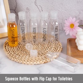 Travel Bottles for Toiletries 6 PCS 3.4oz/100ml Travel Size Containers Plastic Lotion Bottles TSA Approved Leak Proof Squeeze Bottles with Flip Cap for Toiletries, Shampoo & Lotion(Clear)