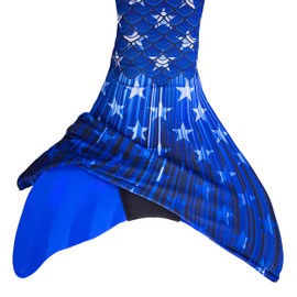 Mermaid Tail and Monofin for Swimming with MER-Shield Tip Protection, Adult Sizes (Super Siren - Blue Monofin, Adult S (JS 4-6))