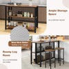 COSTWAY Home Bar Unit, 3-Tier Bar Table with Storage Shelves,