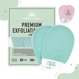 Organic to Green Premium Exfoliating Mitt for Body (2pc) – 100% Vegan Viscose Traditional Body Scrub Washcloth – Body Exfoliator (Green)