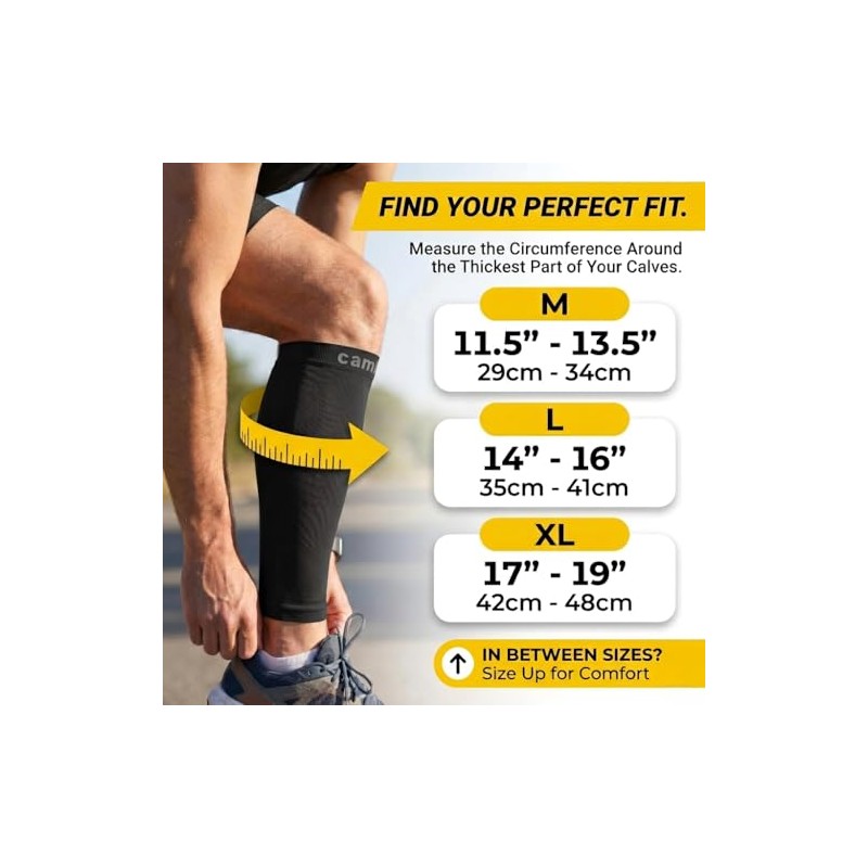 CAMBIVO Calf Compression Sleeves 2 Pairs, 20-30 mmHg, Footless Flight