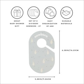 3 Sprouts Baby Wardrobe Dividers Set of 8 - Hanger Closet Divider, Baby Clothes Organiser - Nursery Organization for Baby Clothing by Size or Age from Infant to Toddler Boy & Girl - Rabbit