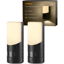 Lyridz Rechargeable Battery Night Light, LED Motion Sensor Night Light, Stick-on 1-50LM Dimmable Night Light for Bedroom, Stairs, Hallway, Kitchen, 2-Pack