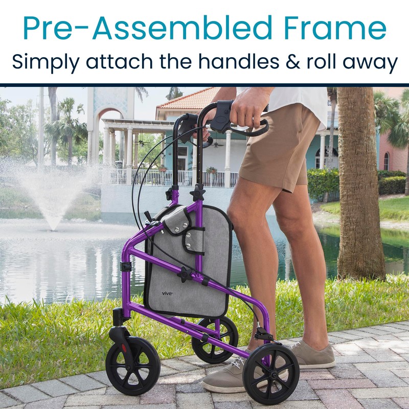 Vive Mobility 3 Wheel Walker - Three Wheeled Rollator for