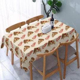 Cute Pizza Food Waterproof Tablecloth for Kitchen Dinning Room Decor Picnic Birthday Party,Funny Table Cloth Outdoor Indoor Table Cover, Rectangle 54X72in