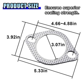 DUSCOKE 2PCS Car Exhaust Gasket, Ultra Seal 2-Bolt 3" Reinforced High Temperature Gaskets Exhaust Flange Gaskets, Standard Exhaust Manifold Gasket Replacement Car Accessories (3 Inch)