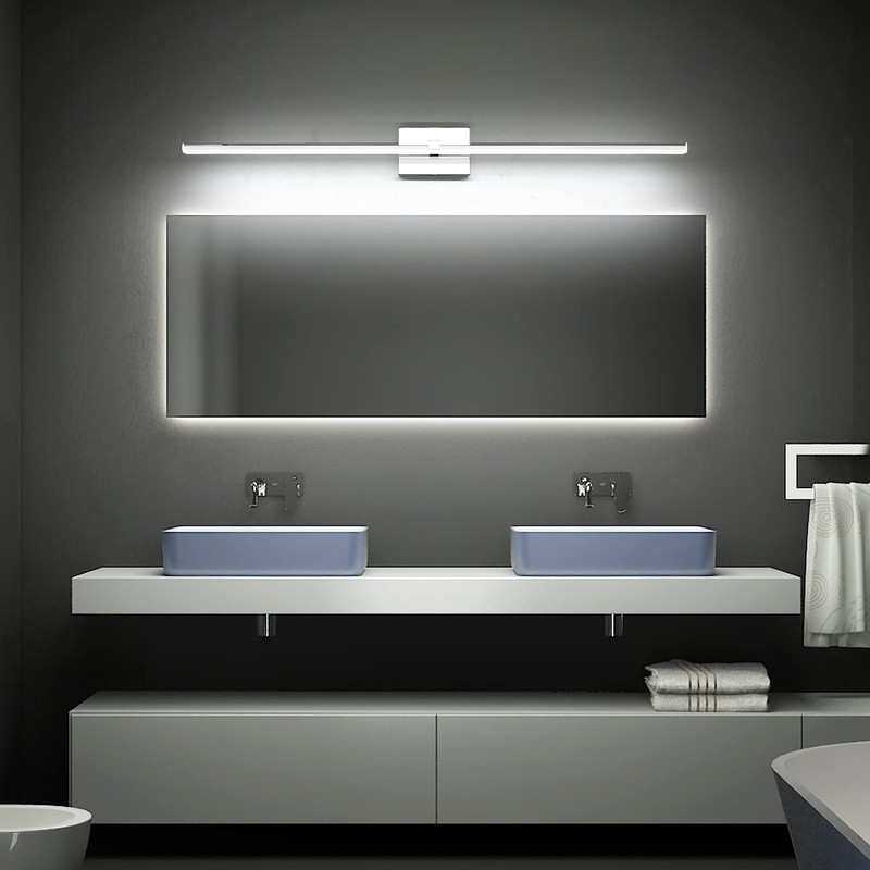 ZUZITO 48 inch Chrome Bathroom Light Over Mirror Dimmable Modern
