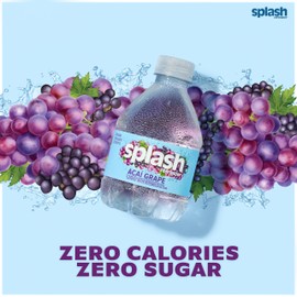 Splash Refresher Acai Grape Flavored Water, 8 Fl Oz, Plastic Bottle Pack of 12