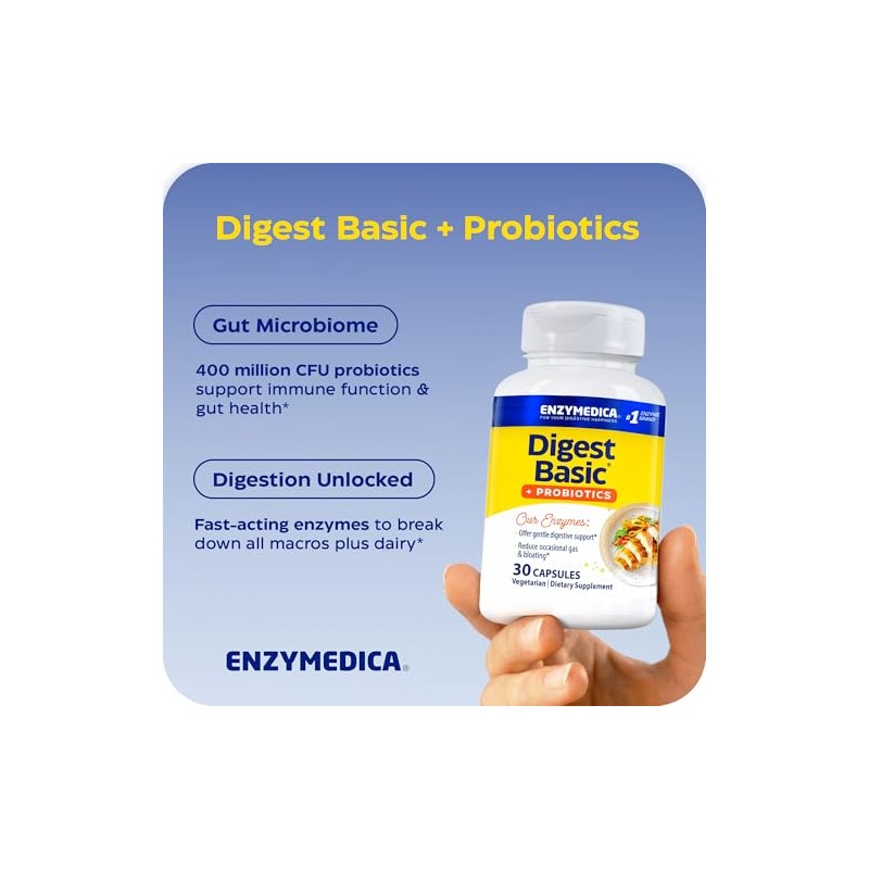 Enzymedica - Digest Basic + Probiotics, Essential Digestive Enzymes with