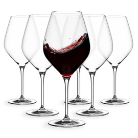 Holmegaard Cabernet Burgundy Glass, Clear, 9.6" H x 4.1" D, 23.3 oz, Set of 6, Designed by Peter Svarrer, Gift Box Included