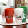 Cosiesnest 12Pcs Reusable Christmas Plastic Cups 450ML Red Party Cup