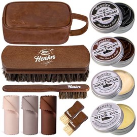 Kit de brillo de zapatos de cuero, kit de 12 esmaltes de zapatos, cuidado de botas de cuero, kit de cuidado de zapatos como cumpleaños