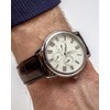 sourcing map Brown Leather Watch Band 16mm Quick Release Deployment