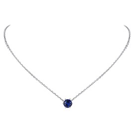 PROSILVER September Birthstone Necklace for Women Silver Dainty Blue Crystal Necklace