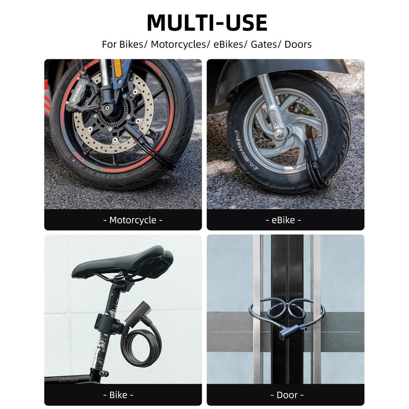 ROCKRBOS Bike Cable Lock with Key, ABS Lock Shell, 2