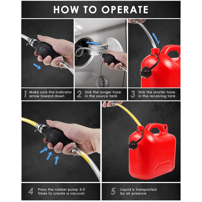 KATUMO Gasoline Siphon Hose, Gas Oil Water Fuel Transfer Siphon