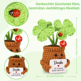 WenmthG Thank You Gifts Small Pocket Hug Positive Four Leaf Clover Lucky Charm, Knitted Clover Gifts for Friends, Colleagues and Family, Positive Potato German Replacement