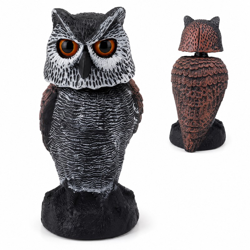 Owl Decoy for Bird Deterrent – Shake Head Garden Scarecrow