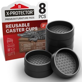 Furniture Cups X-PROTECTOR – 2" Caster Cups 8 PCS – Round Furniture Coasters – Ideal Bed Stoppers – Non Skid Furniture Pads with a Perfect Design – Rubber Furniture Pads - Protect Any Flooring!