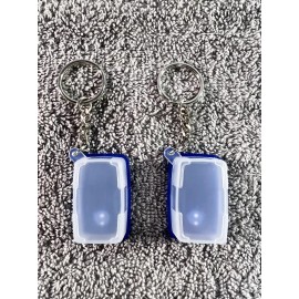 TUPPERWARE NOS RARE Key Chain Blue Lid With Clear Container Set Of 2