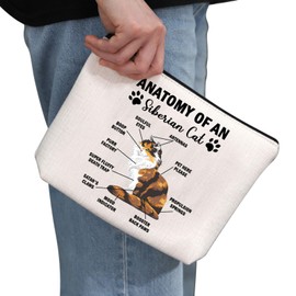G2TUP Funny Siberian Cat Gift Anatomy of an Siberian Cat Makeup Bag Siberian Cat Mama Cosmetic Bag Siberian Cat Owner Gift (an Siberian Cat CB)