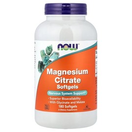 NOW Foods Citrato de magnesio 400 mg 180 cápsulas blandas