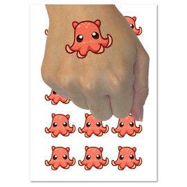 Kawaii Flapjack Octopus Temporary Tattoo Water Resistant Fake Body Art Set Collection - 15 2" Tattoos (1 Sheet)
