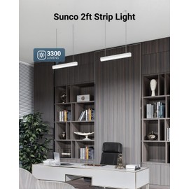 Sunco 2FT LED Shop Light, Strip Lights for Garage Ceilings, 2000 LM, Selectable Features, 15W/20W/25W, 3500K/4000K/5000K, Dimmable (0-10V), Hardwired UL/DLC.
