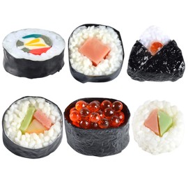 STOBOK 6 pezzi di sushi artificiali realistici finti panini di riso, decorazione per sushi, accessori per cucina, feste, fotografie, display 4 x 3,5 x 3,5 cm