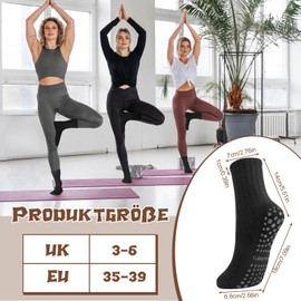 Utensilsto 4 Pairs Pilates Socks Yoga Socks Non-Slip Stopper Socks Women's Non-Slip Socks Grip Socks for Pilates Barre Ballet Dance Fitness Trampoline 35-39, black