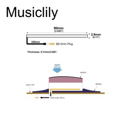 Musiclily Basic Transducer Under Bridge Saddle Soft Film Sensor Piezo Pickup for Acoustic or Classical Guitar, 90mm×2.8mm